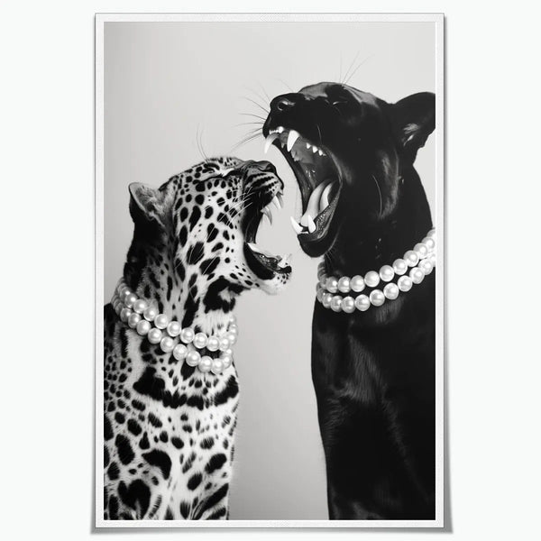 Trendy Panther Vintage Black & White Wall Art